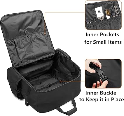 samdew 17 Inch Tabletop Griddle Carry Bag, Outdoor Grill Cover Compatible with Blackstone 17 Inch Tabletop Griddle with Hood, Portable Camping Grill Storage Case with Multi-Pockets, Bag Only